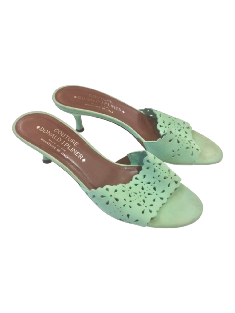 Donald Pliner Mint Suede Cutout Kitten Heels